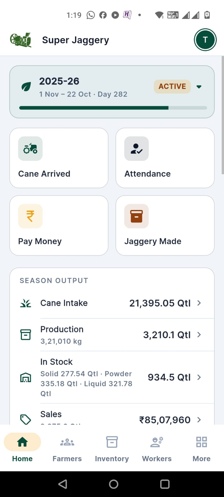 Season dashboard