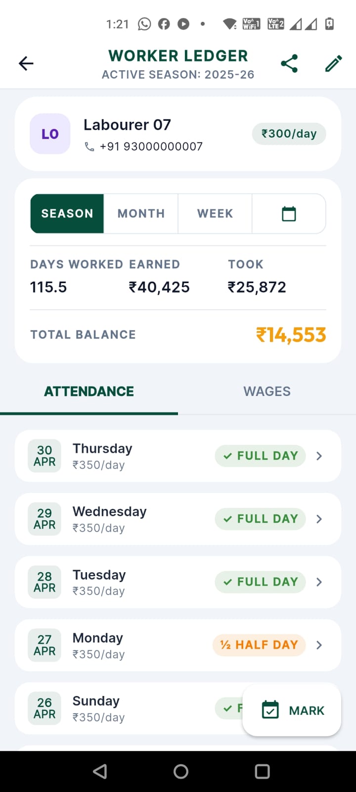 Worker ledger